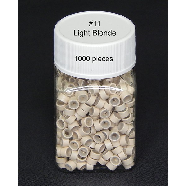 1000 Silicone Micro Link Rings 5mm Lined Beads for Hair Extensions Tool Light Blonde