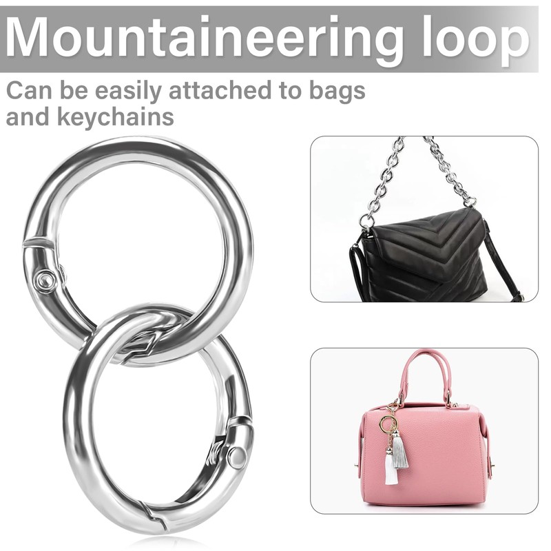 Pavlleen Pack of 40 Round Carabiner Keyrings, Round Carabiner Hook,
