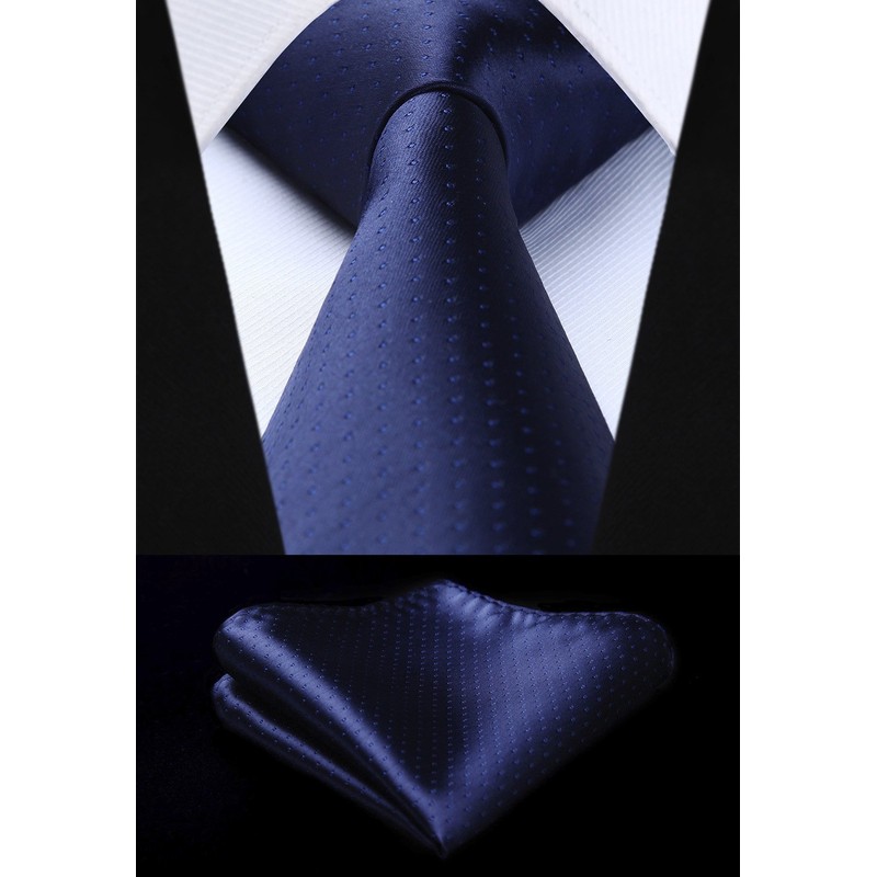 Hisdern Lot 3-Piece Men’s Tie, Chequered, Polka Dot Stripe, Solid