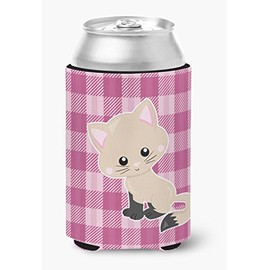 Caroline's Treasures BB6886CC Kitten Cat on Pink Can or Bottle Hugger Cooler Washable Drink Sleeve Collapsible Beverage Insulated Holder, Can Hugger, Multicolor