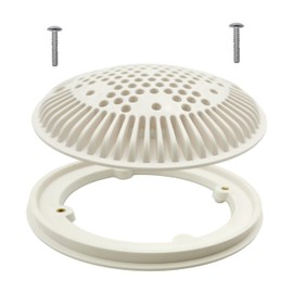 XINGBAO WG1030 8 Inch White Pool Main Drain Compatible with Hyawar for Pool Suction and Dual Outlet Round Pool Main Drain