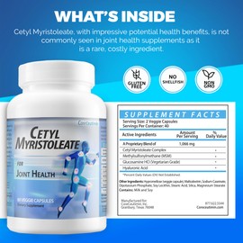 CoreCeutimin CoreCeutimin Cetyl Myristoleate - Omega 5 Fatty Acid - Ultra Support for Relief from Joint Discomfort and Stiffness - Also Includes Glucosamine, MSM & Hyaluronic Acid - 80 Capsules