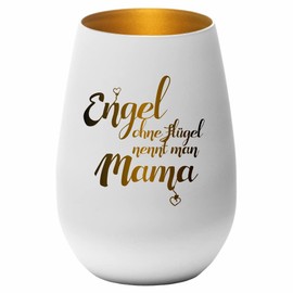 4you Design Windlicht Engel ohne Flügel nennt Man Mama (Metall-Weiß-Gold) Teelichthalter zum Valentinstag, Geburtstag, Geschenkidee für Mama, Oma, Ehefrau,