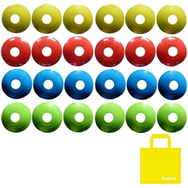 Aoakua Flat Compact Disc Marker Cone, Flat Markers, Storage Bag Included, Set of 24, 6 Each