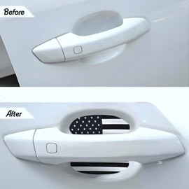 Black American Flag License Plate Frame-2 Pack Universal Aluminum Patriotic Car Tag Holder Front Rear US Flag Plate Frame Covers with Screws and Caps,2 USA Flag Coasters,4 Door Handle Sticker