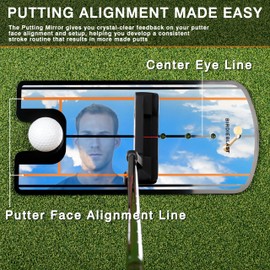 BIRDIEBLAST Golf Putting Mirror, Putting Mirror Training Aid for Golf with Putter Line,Putting Mirror for Golf Putting Practice for Beginners (Putting Alignment Mirror), Black