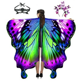 Andiwa Butterfly Costume Women, Fancy Dress Costume for Adults, Carnival Costume Women, Fancy Dress Costumes Girls Butterfly Accessories, Set of 3 with Headband Face Mask (Purple)