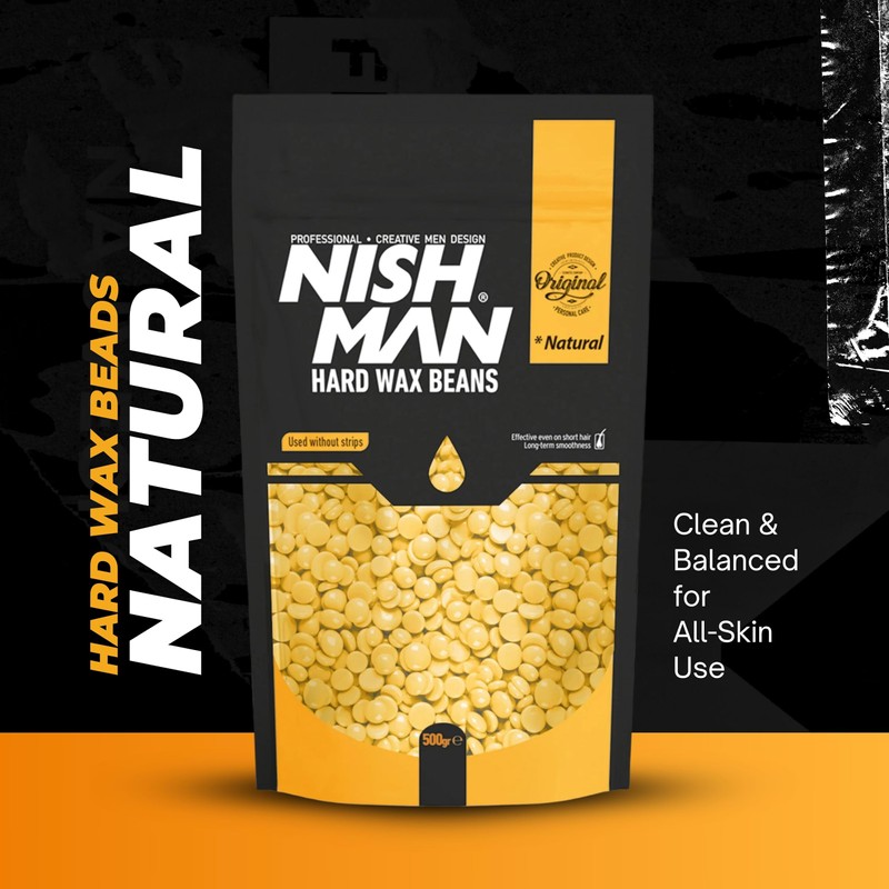 NISHMAN Hard Wax Beads, Natural, 500g | Painless, Gentle Hair