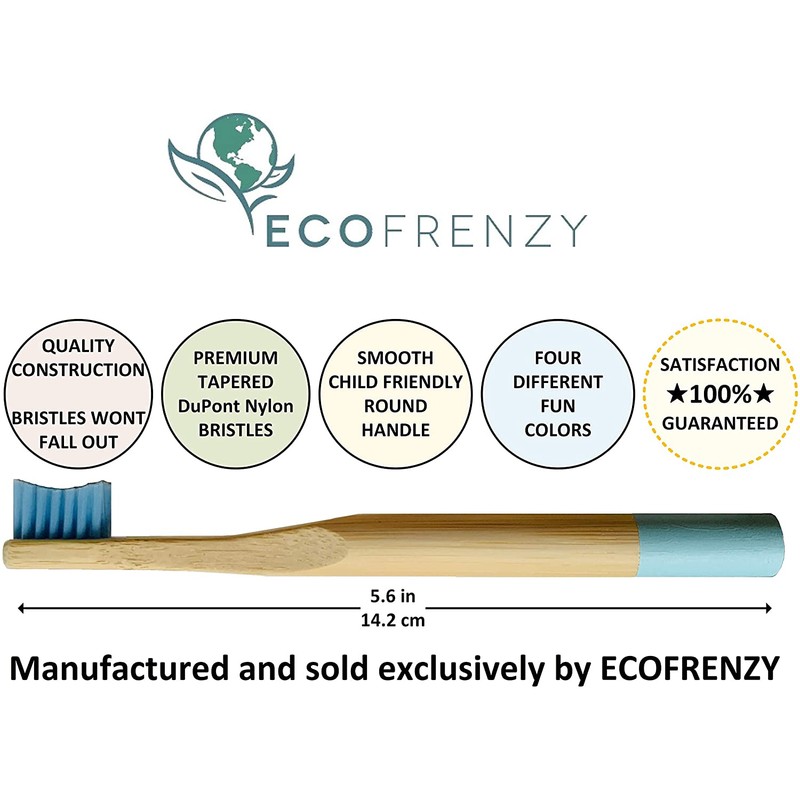 EcoFrenzy - Kids Bamboo Toothbrush - Child Size Soft BPA