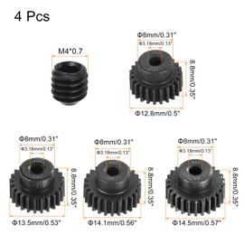MECCANIXITY 4Pcs RC 48P Hardened Pinion Gear 1/8 Inch Shaft 23T 24T 25T 26T Motor Gears Carbon Steel for RC Car Boat Drone