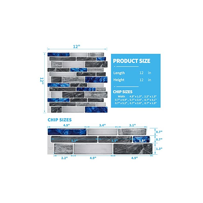 Art3d 10-Sheet Premium Self-Adhesive Kitchen Backsplash Tiles in Marble,30 *