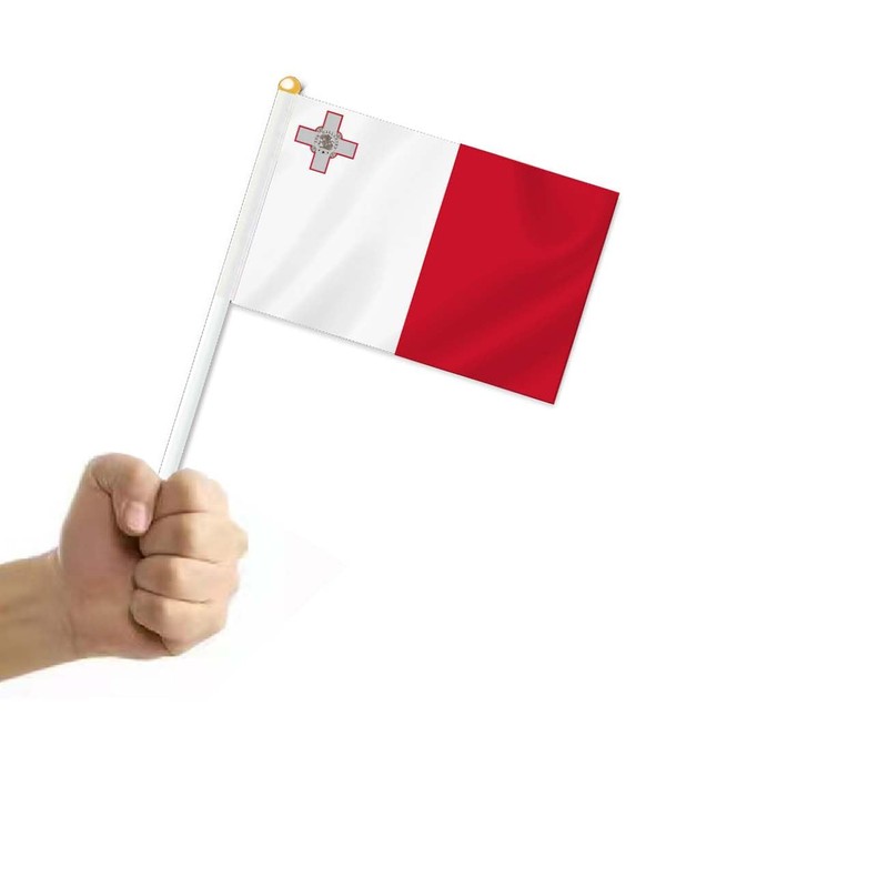 Pack of 25 Malta Handheld Flag, Maltese Decor Hand Held