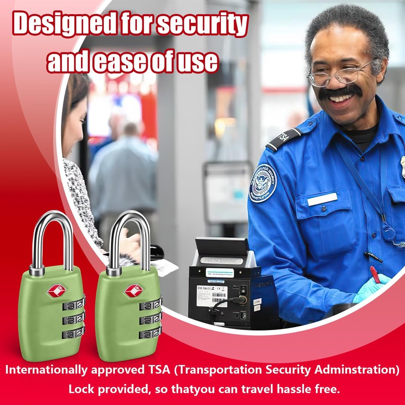 TSA Luggage Locks, 2 Pcs 3 Digit Combination Padlock, Travel