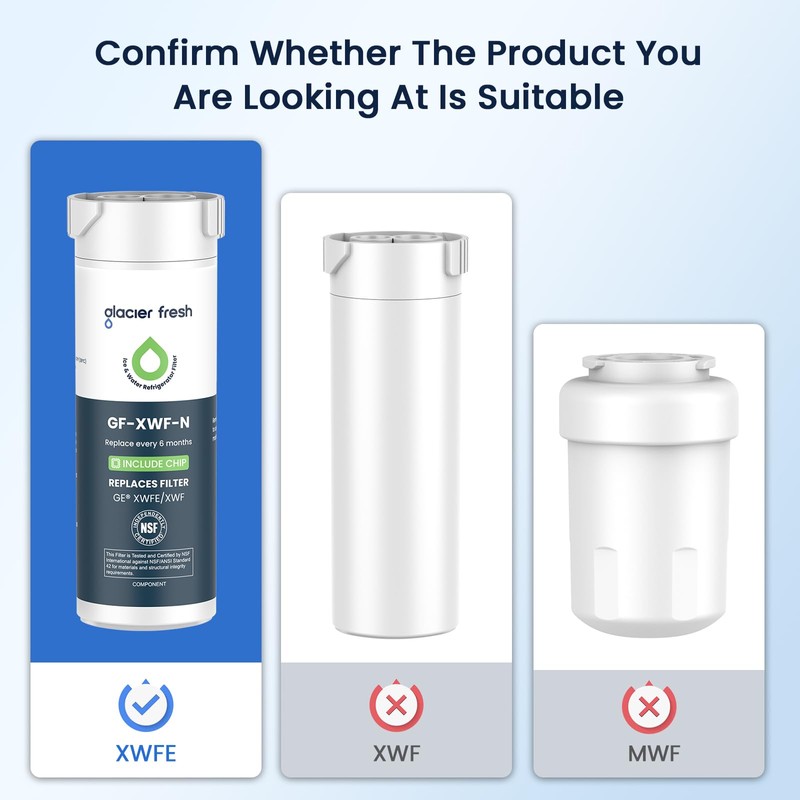 GLACIER FRESH Water Filter Compatible with XWFE (Built-in CHIP), Replacement
