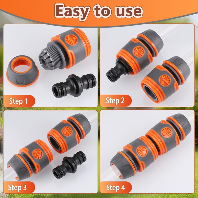 Hejo Hose Coupling Set, 4 Pieces Hose Connector 13 mm