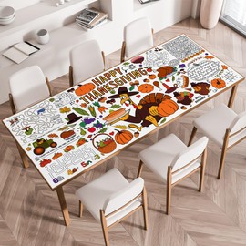 Thanksgiving Crafts for Kids, 72 x 35 Inches Giant Paper Thanksgiving Coloring Tablecloth/Poster - Thanksgiving Games/Activities for Family, Classroom, Thanksgiving Party Favors for Kids (Games)