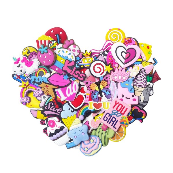 35 Pcs Random Shoe Charms for Girls Cartoon Cute PVC Shoes Accessories Charms,Lovely Charms Pack for Kids,Kawaii Pink Charms Shoe Decorations & Bracelet Wristband Party Gifts
