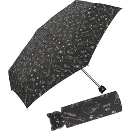 happy rain Cute Cat Umbrella Women's Pocket Umbrella Hand Opener with Cat Head Handle Cats Black White - Ultra Mini