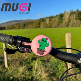 Bicycle Bell, Retro, Hand-Painted, 5.8 cm, Loud 100 dB, Waterproof, Robust Metal Construction, Easy Assembly, Handlebar, 18-25 mm, Children, Girls, Boys, Gift, Women, Secret Santa Gift (Cactus Rose)