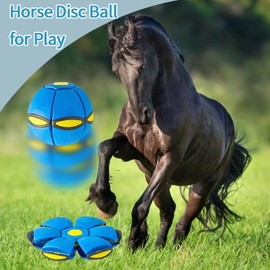 BADWALT 2PCS Horse Ball for Horses with 6 Lights, Herding Disc Balls for Horse Dogs, Interactive Toy Relieve Stress Play Exercise Training Ball for Horses Goat, Portable, Outdoor, Blue and Green