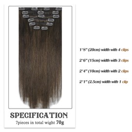 Aison Medium Brown Clip in Hair Extensions Real Human Hair for Women 100% Remy Human Hair 100G/7Pcs Soft Silky Straight 16clips for Women(20 Inch #4)