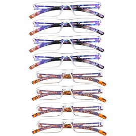 YEIN Reading Glasses 8 Pairs Blue Ligth Blocking Reading Glasses for Men and Women Fashion Square Frame Readers (4 Floral+4 Tortoise,+2.50)