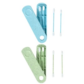Reusable Cotton Buds for Ear Cleaning, 2 Sets of Cotton Buds for Ears, Environmentally Friendly Q Tips for Ears, Biodegradable, Washable, Multicoloured, Blue, Green