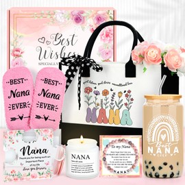 Saineron Nana Gifts For Nana Birthday Gifts For Grandma Gift Ideas For Grandmother Birthday Gift Include Grandma Tote Bag Bracelet Cup Candle Socks Acrylic Puzzle For Mothers Day Christmas Easter
