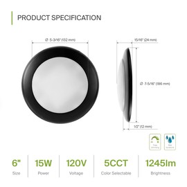 ASD 24 Pack LED Disk Lights 6 Inch, 15W 5CCT 2700K-5000K 1245LM CRI90+, Dimmable Flush Mount Ceiling Light Fixture, Low Profile Surface Mount Disc, Junction Box or Recessed Can Install, UL Energy Star