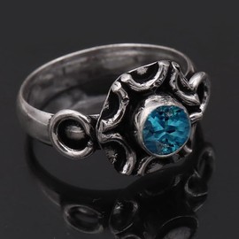 Londoner blauer Topas im Labor gezüchtet Edelstein-für Herren und Damen, alle Größen, 925 Sterling Silber Band Ring, Geschenkartikel, Schmuck TSR1006AT_6 (52 (16.6))