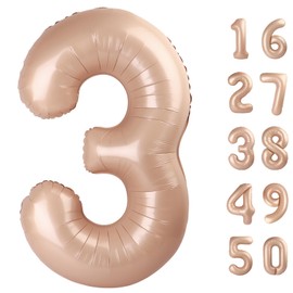 40 Inch Caramel Balloon Number 3 Balloon,Number Balloons Big Giant Jumbo Number 3 Foil Mylar Balloons for 13th Birthday Party Anniversary Events,Wedding Anniversary Party Decorations
