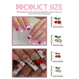 Wsimily 40Pcs Cherry Nail Charms, Wsimily 3D Cute Nail Art Charms Pink and Red Shiny Rhinestone Crystals Nail Accessories for Women Girls Nail Decorations DIY Craft Jewelry