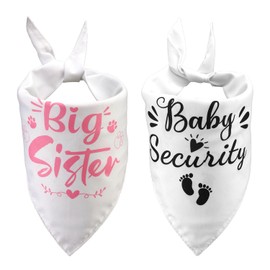 2pcs Dog Bandana Pregnancy Announcement, Pet Dog Scarf Pet Triangle Bandana Bib Baby Security in Training Big Sister Dog Bandana Pet Scarf Accessories for Pet Gender Revealing Gift