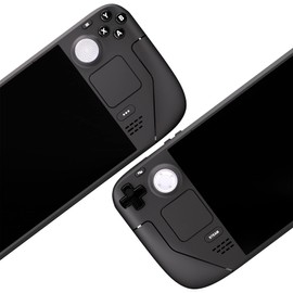 PlayVital Steam Deck LCD Compatible Thumb Grip Cap, Joystick Cap Cover for PS Portal, Grip Joystick Cap for Steam Deck OLED [White] Raised Dot & Studded Design