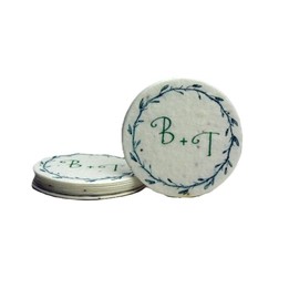Of The Earth Handmade Paper - Cotton Wildflower Seed Paper Circle Rounds - Customizable Names - Wedding/Anniversary Favors - 2" Diameter - Set of 36 (Green Branch Custom)