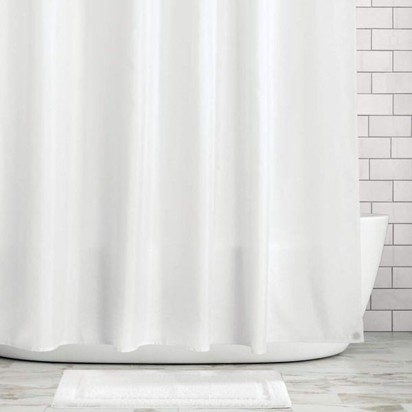 mDesign Heavy Duty Flat Weave Fabric Shower Curtain, Liner -
