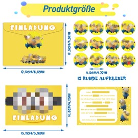 Dekewe Pack of 12 Invitation Cards Children's Birthday Girls Boys, Themed Party Birthday Invitation Cards, Children's Birthday Invitation Cards for Celebrations or Birthday Parties