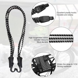 3 tensores de Equipaje para Bicicleta, Tensor de Goma con Ganchos, Correas tensoras para portaequipajes, Correas tensoras elásticas, Correas Ajustables para Moto, Bicicleta, Mochila