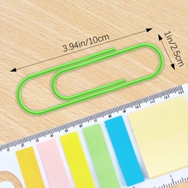 Colourful Paper Clips, Large, Pack of 50, 100 mm, Giant Jumbo Paper Clips, Colourful for Papers, School Office Supplies, Documents, Office Supplies