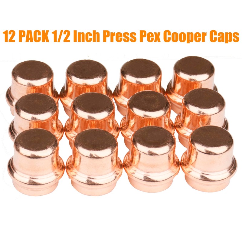 WHK 12 Pack 1/2 Inch Press Propress Copper End Cap