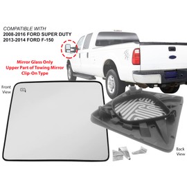 APA Replacement for Towing Mirror Glass Upper Heated 2013 2014 F150 2008-2016 Super Duty F250 F350 F450 F550 Driver Left Side FO1324150 7C3Z17K707H DL3Z17K707B