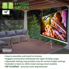 Elite Screens Tripod Series, 72-INCH 16:9, Indoor Outdoor Projector Screen, 8K / 4K Ultra HD 3D Ready, US Based Company 2-YEAR WARRANTY, T72UWH, Black - US Based Company 2-YEAR WARRANTY