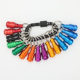 Katerk Portable Bit holder Keychain 14pcs Holders and 2pcs Connection Rods, 1/4 inch Hex Shank Screwdriver Bits Retainer, Quick Realease Bar Drill Screw Adapter Lightweight