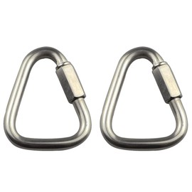 TopHomer Carabiner Buckle, 2PCS 12mm Triangle Link Chains, Stainless Steel Triangle Buckle Climbing Carabiner Quick Connect, Spring Snap Key Clip Hook Screw Gate Buckle