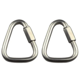 TopHomer Carabiner Buckle, 2PCS 12mm Triangle Link Chains, Stainless Steel Triangle Buckle Climbing Carabiner Quick Connect, Spring Snap Key Clip Hook Screw Gate Buckle
