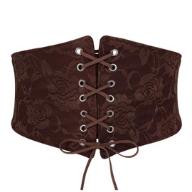 JASGOOD Wide Elastic Corset Belt for Women Vintage Lace-up Tied Waspie Waist Belt for Dress