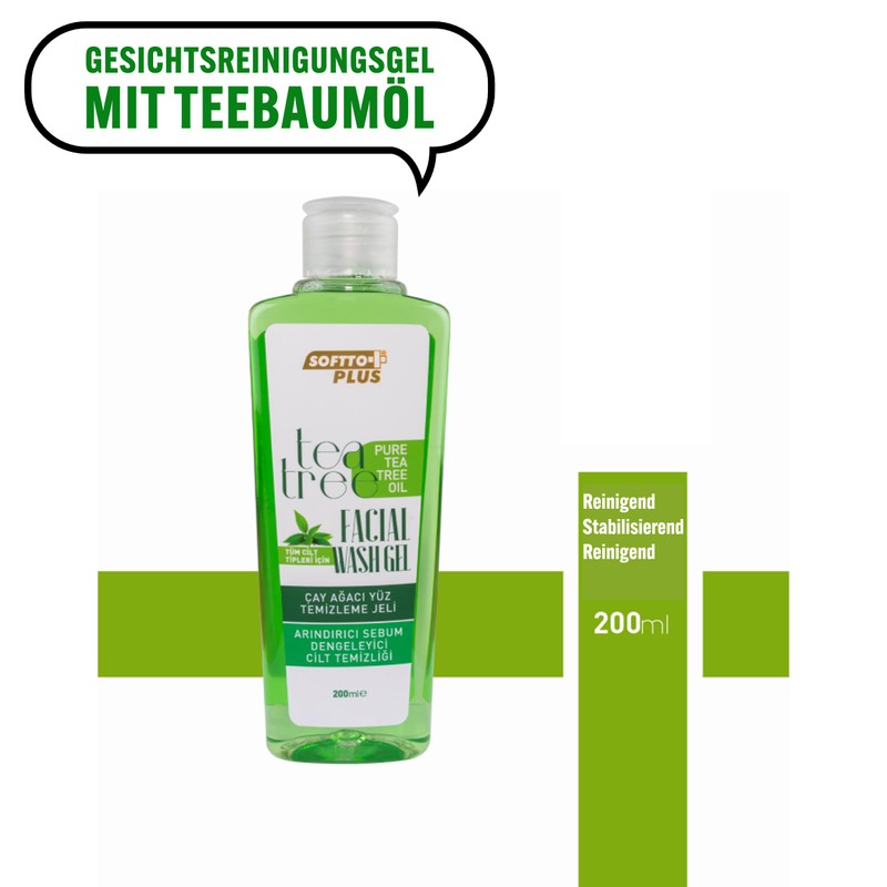 Softto+Plus Tea Tree Facial Wash Gel - Gesündere, strahlend schöne