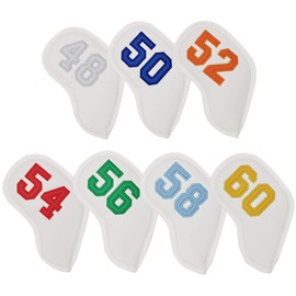 Greenie Golf Wedge Cover Iron Cover Head Cover Face Cover PU Leather Single Item Wedge Iron Golf GR-2301-01 (48(White x Multicolor))