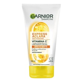 Garnier Skin Active Limpiador Facial Express Aclara Antimanchas con Vitamina C, Piel Mixta, 150ml