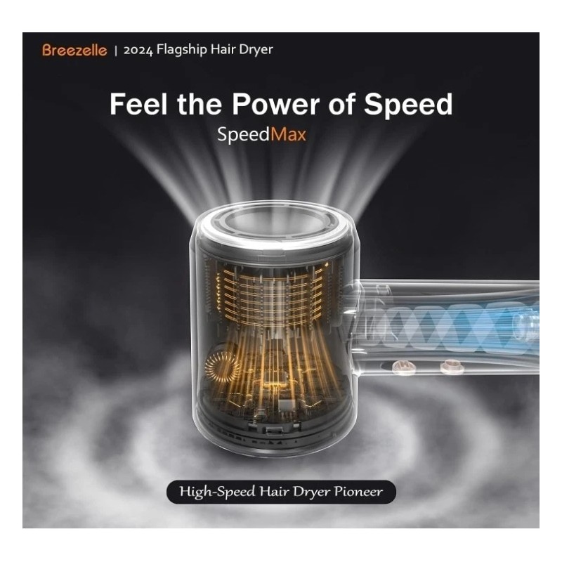 Breezelle Diffuser Hair Dryer Black Professional High-Speed Hair Blow Dryer